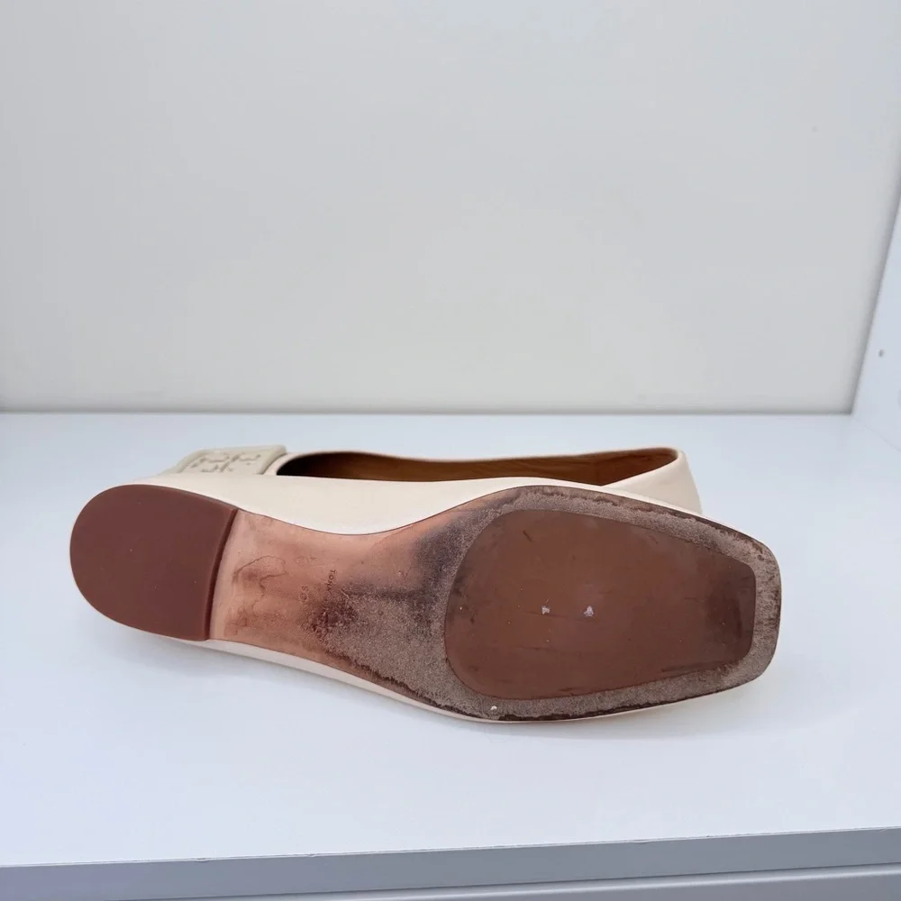 Tory BurchGeorgia Square Toe Ballet Flat in Cream Size 9C preppy logo new money